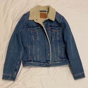 Levi's Blue Denim Jacket with Cream Sherpa Collar